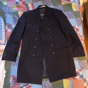Classic Black Pinstripe Men's Blazer Size Large